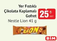 NESTLE LİON YER FISTIKLI ÇİKOLATA KAPLAMALI GOFRET 41 G fiyat ve kampanya bilgisi